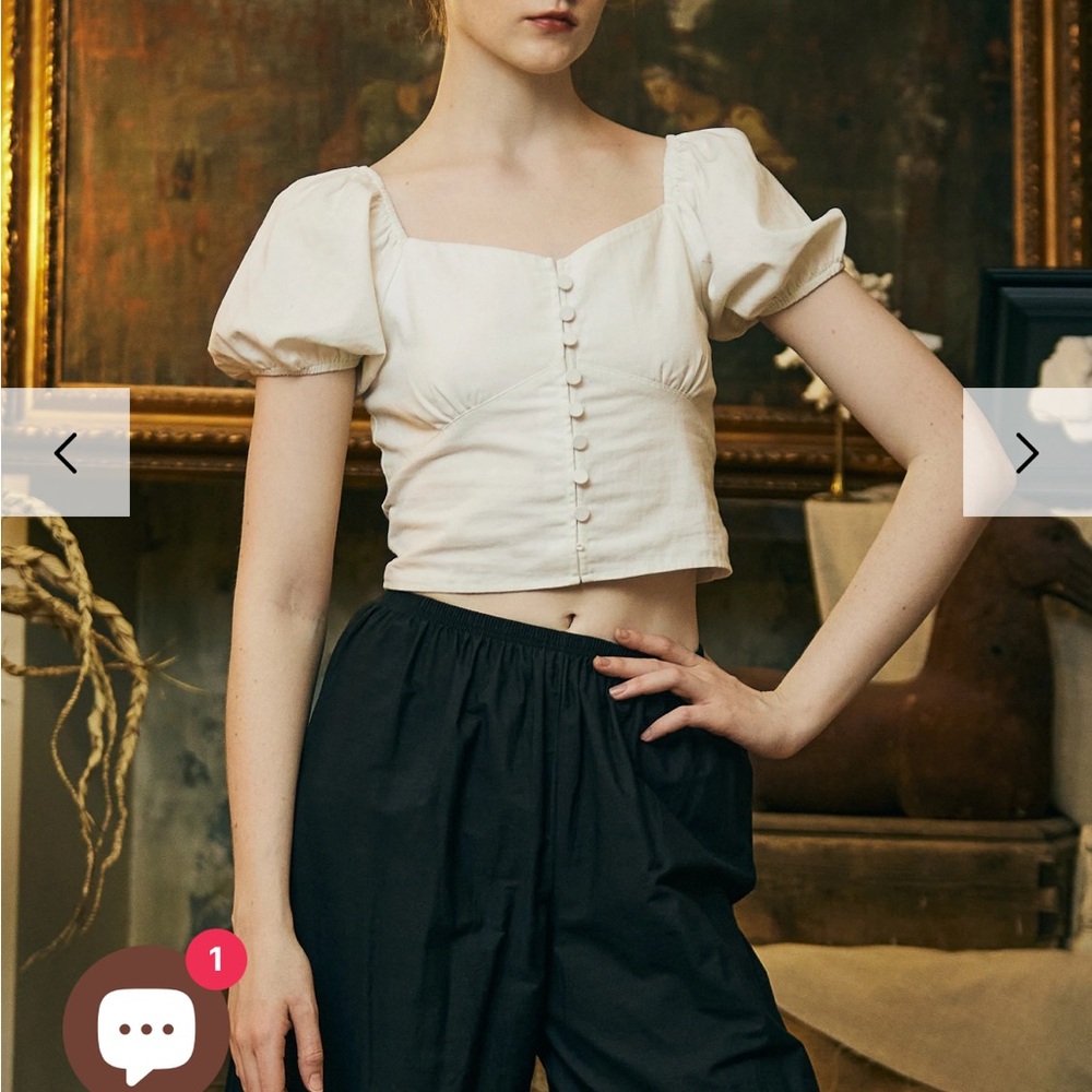 Sueasyretro Elegant White Puff Sleeve Top